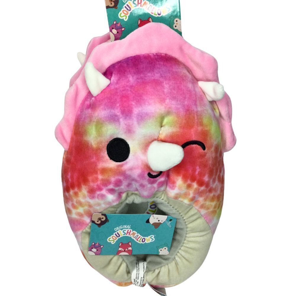 KellyToy Squishmallows Trinity Dino Kids Size 4/5 Pink Plush Slip-On Slipper‎